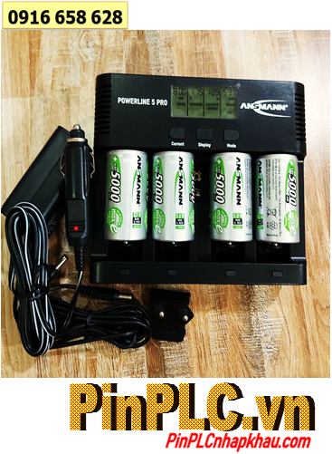 Ansman Powerline 5Pro (4 Ansman D5000mAh) Bộ sạc Pin Nhanh -Màn hình LCD-Đo dung lượng Pin Kèm 4 pin sạc Ansman D5000mAh-1.2v